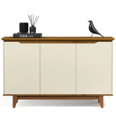 Aparador Buffet Balcão Cozinha Cantinho do Café para Sala de Jantar Estar ou Hall de Entrada Flow 3 Portas – OffwhiteFreijó