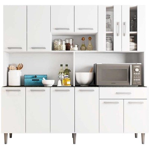 Armário de cozinha 12 portas 1 gaveta Clara Móveis – Branco