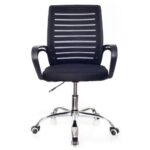 Cadeira De Escritorio Com Base Cromada – Preta