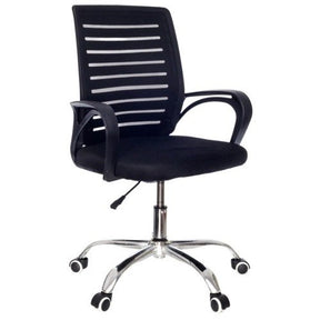 Cadeira De Escritorio Com Base Cromada – Preta