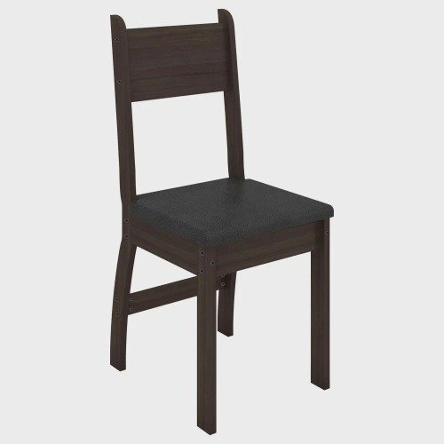 Conjunto Com 2 Cadeiras Para Sala De Jantar Milano Amendoa Preto