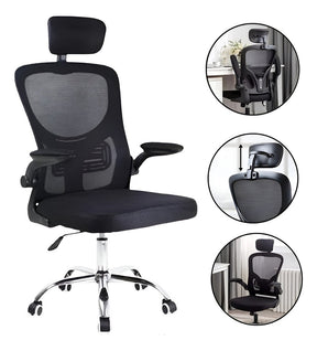 Kit 2 Cadeira De Escritório Giratória Preta Com Rodinhas Cor Preto