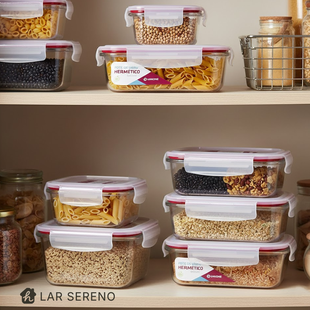 Kit 15 Potes de Vidro + 10 Copos Aruba de Brinde