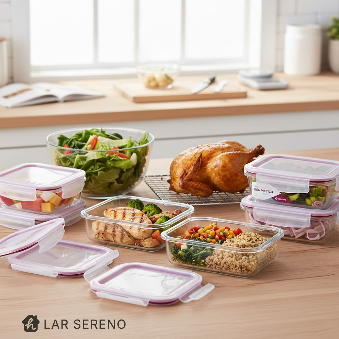 Kit 15 Potes de Vidro + 10 Copos Aruba de Brinde